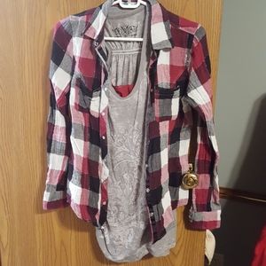 Pearl snap button down with 2 tanks